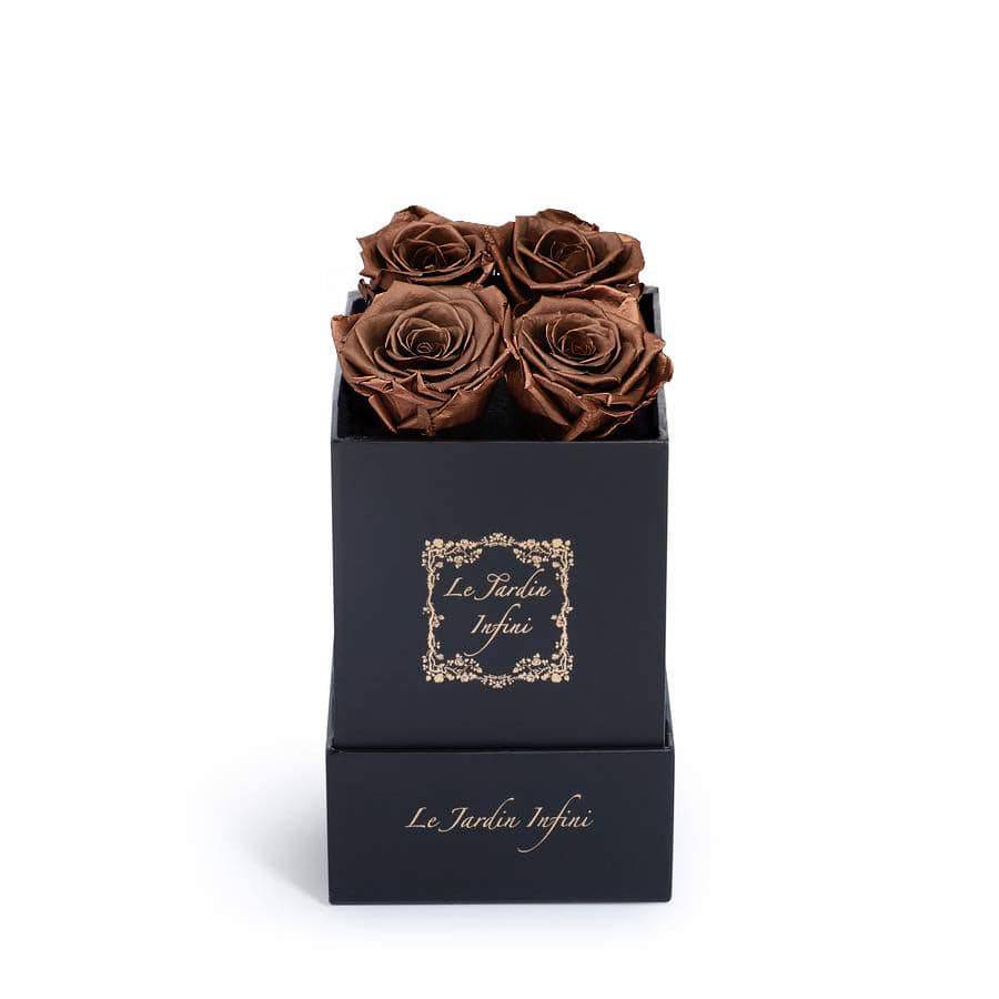 Copper Preserved Roses - Small Square Black Box - Le Jardin Infini Roses in a Box