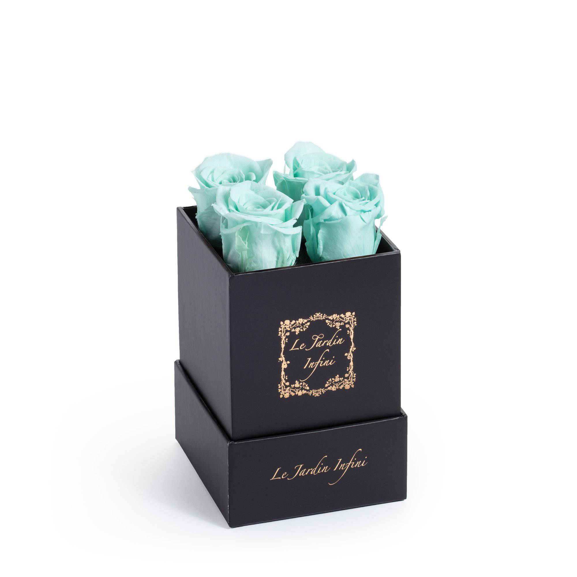 Light Green Preserved Roses - Small Square Black Box - Le Jardin Infini Roses in a Box