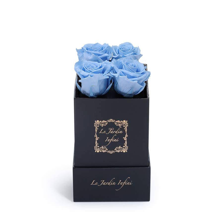 Sky Blue Preserved Roses - Small Square Black Box - Le Jardin Infini Roses in a Box