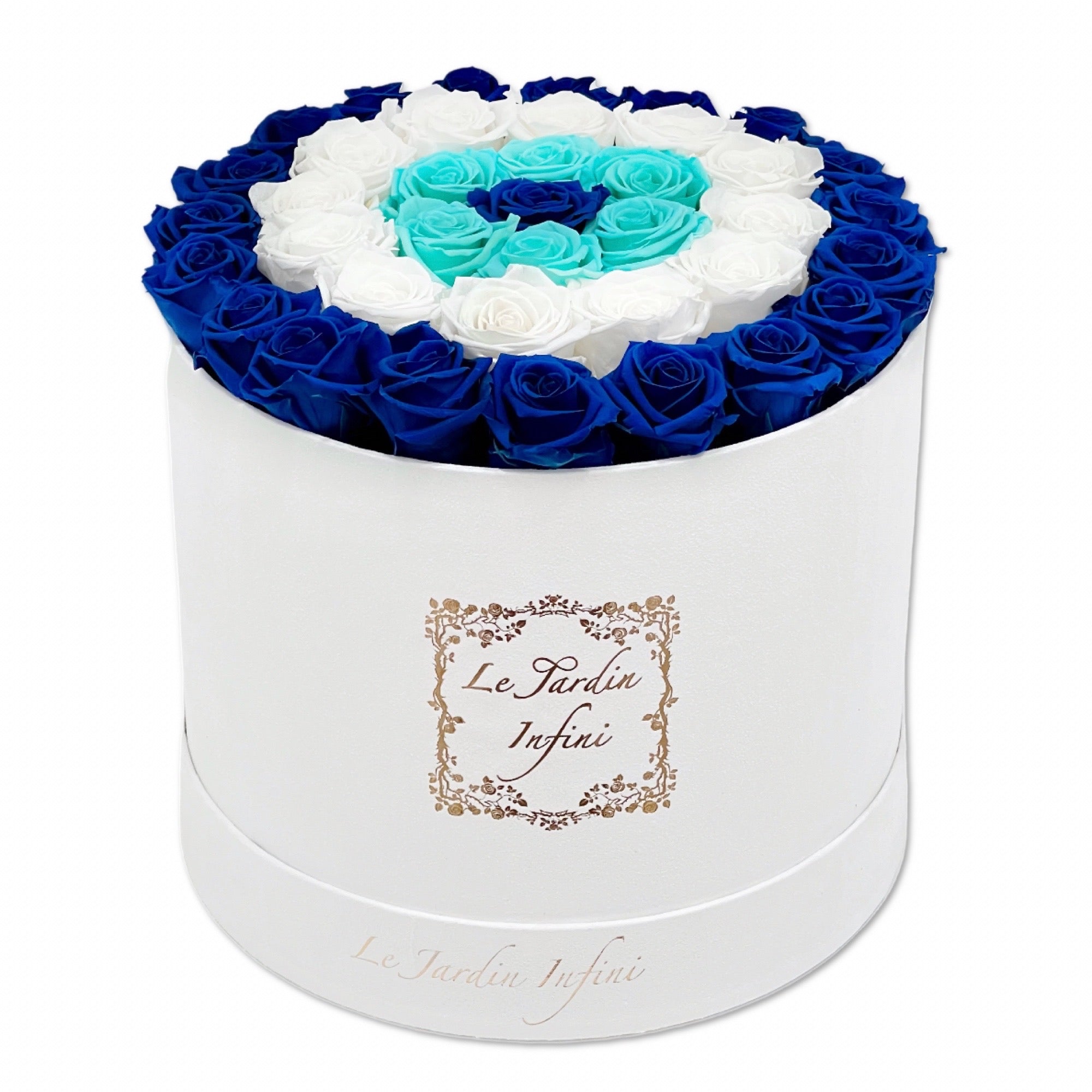 Evil Eye Preserved Roses - Large Round Luxury White Suede Box