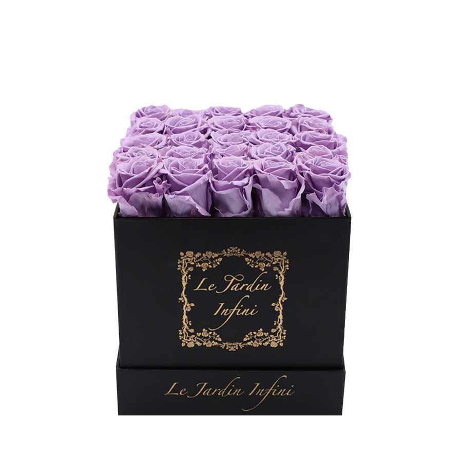 Lilac Preserved Roses - Medium Square Black Box