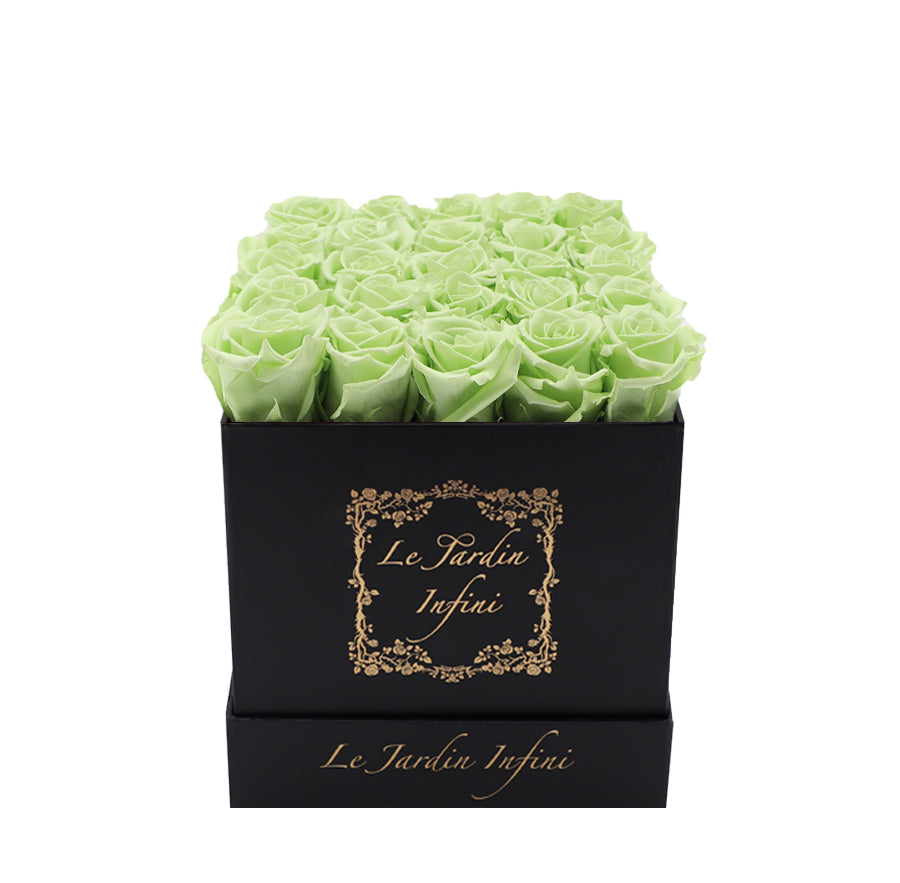 Mint Green Preserved Roses - Medium Square Black Box
