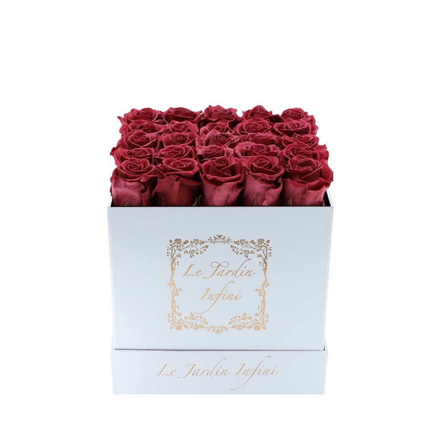 Cherry Blossom Preserved Roses - Medium Square White Box