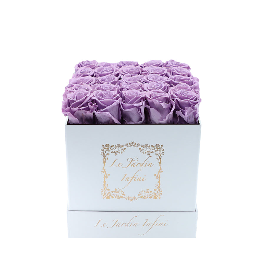Lilac Preserved Roses - Medium Square White Box