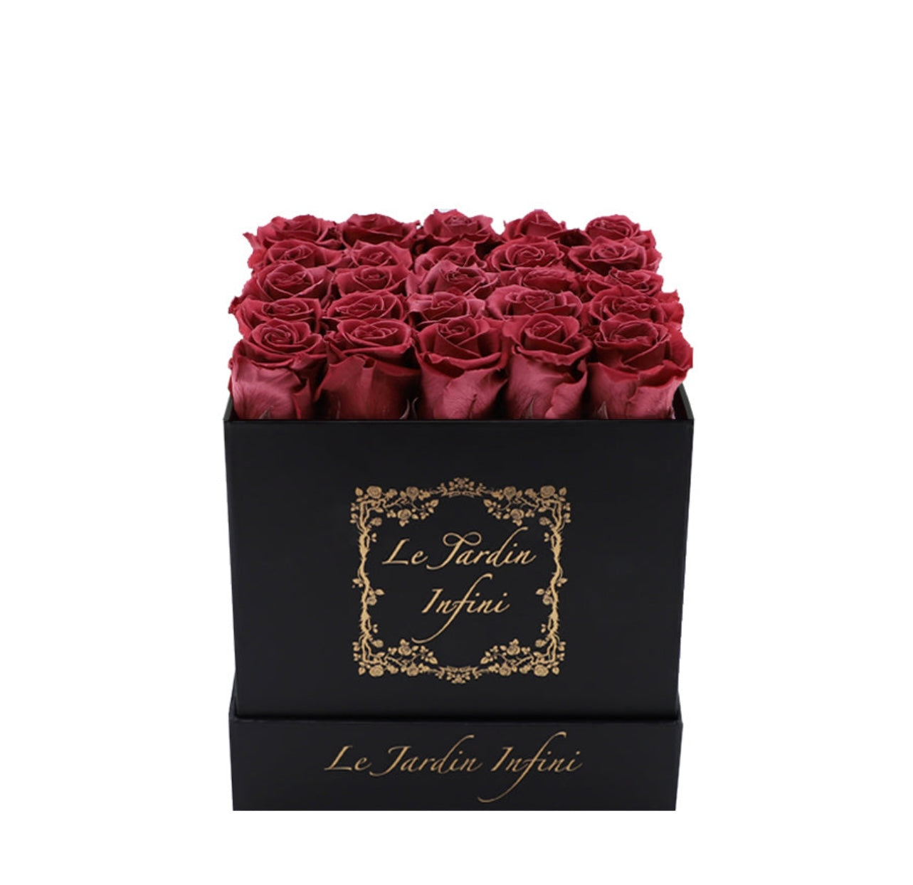 Cherry  Preserved Roses - Medium Square Black Box