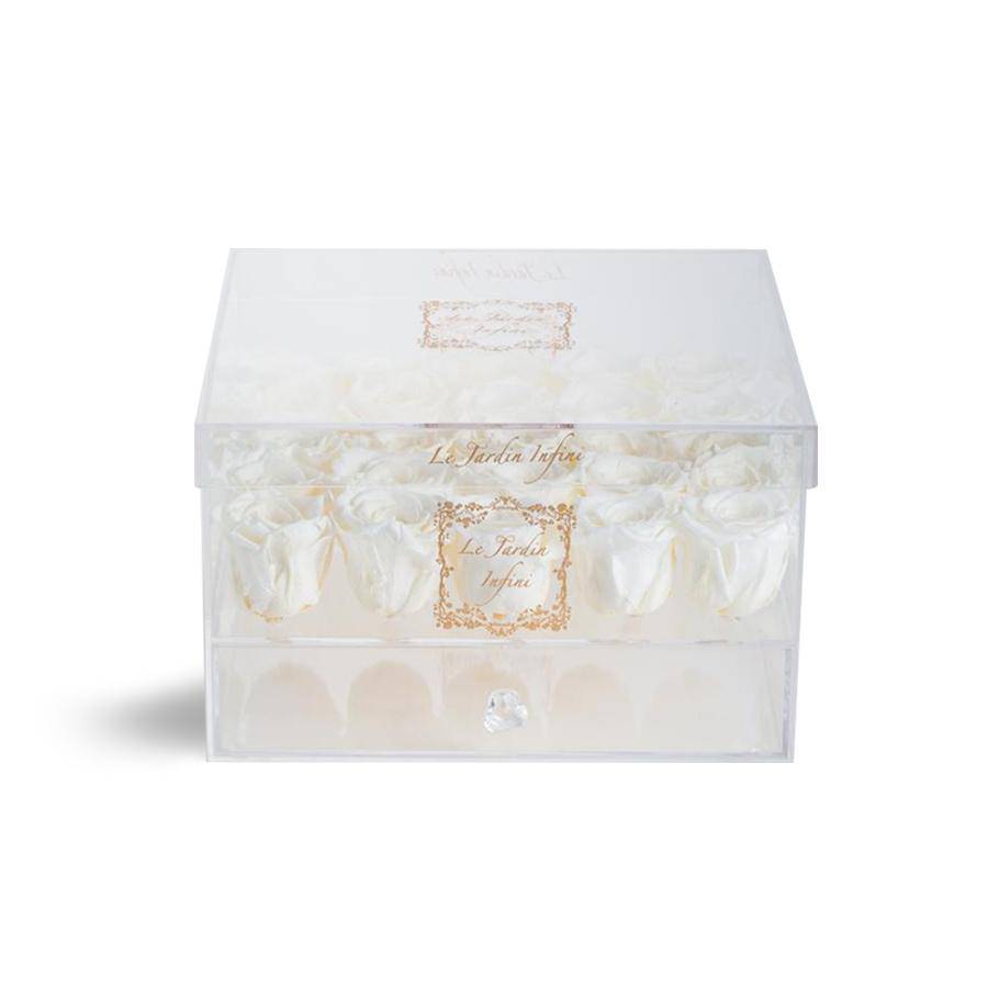 25 Custom Preserved Roses - Acrylic Box With Drawer - Le Jardin Infini Roses in a Box