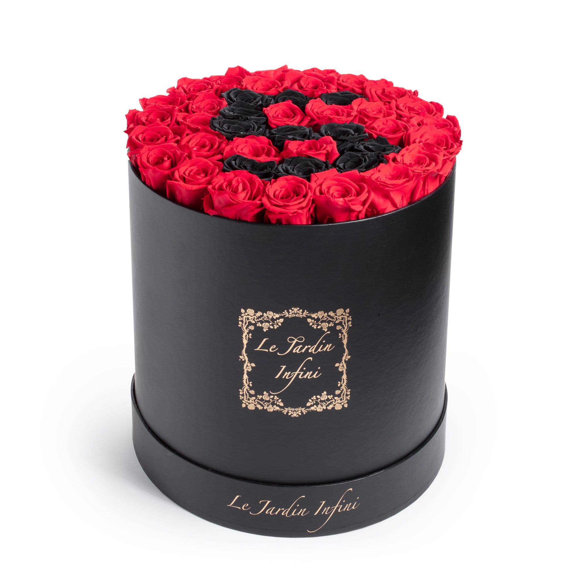 #5 Black & Red Preserved Roses - Large Round Black Box