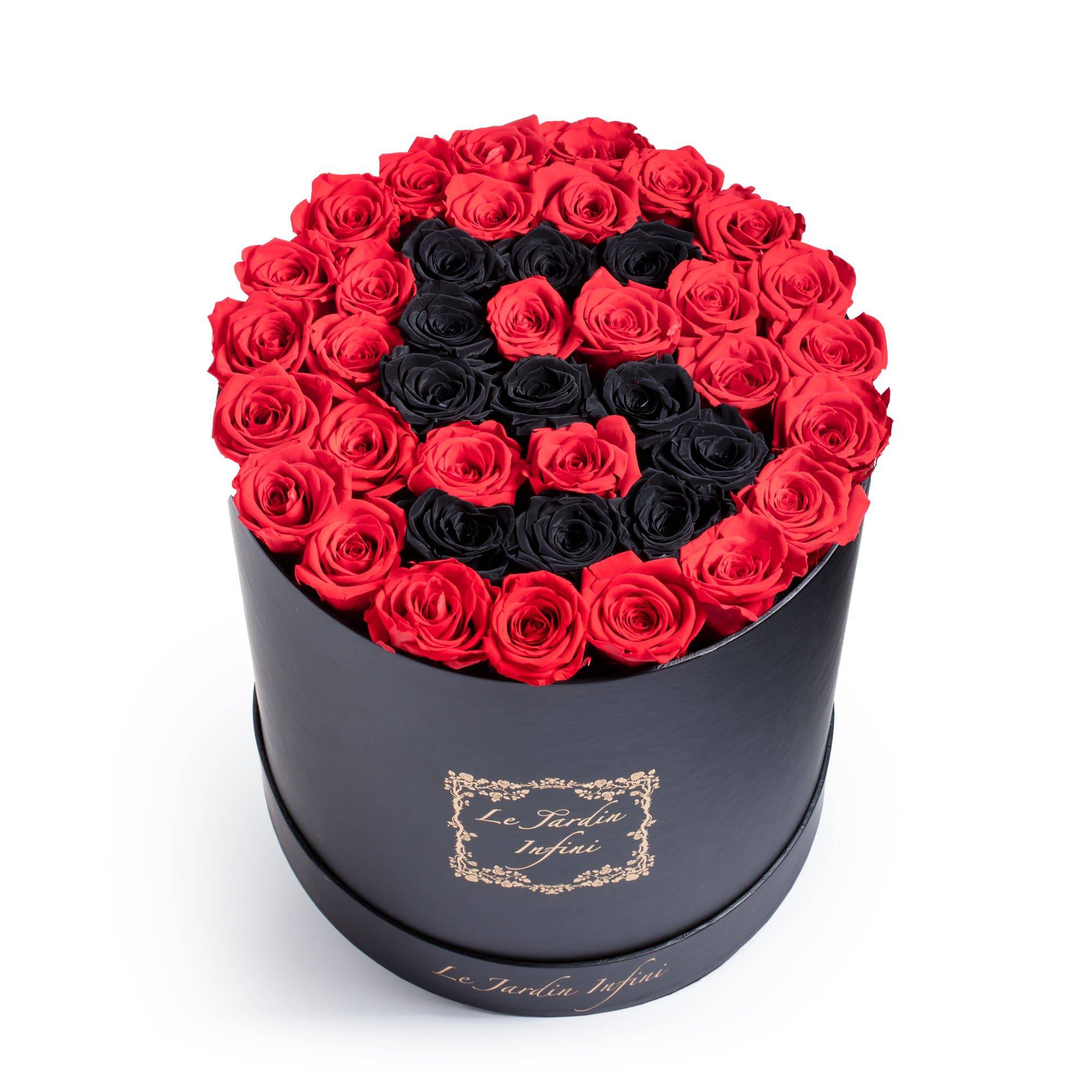 #5 Black & Red Preserved Roses - Large Round Black Box