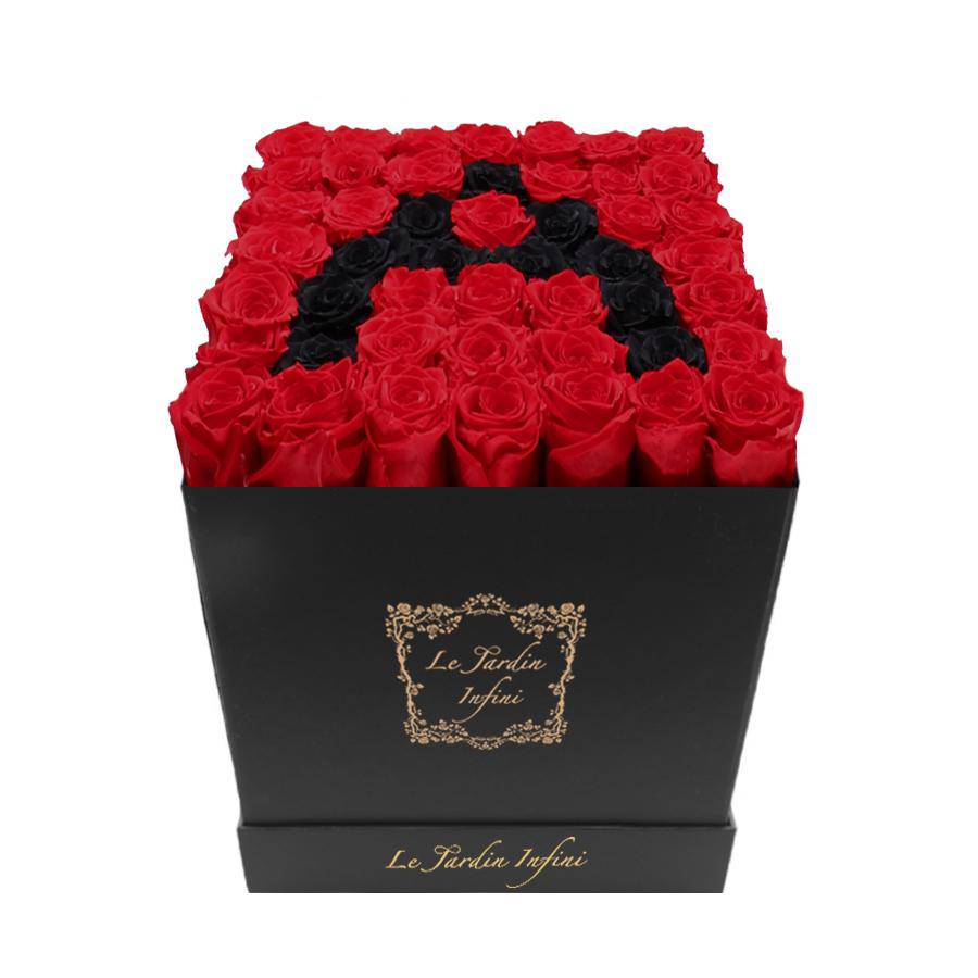 Letter A Black & Red Preserved Roses - Large Square Luxury Black Box - Le Jardin Infini Roses in a Box