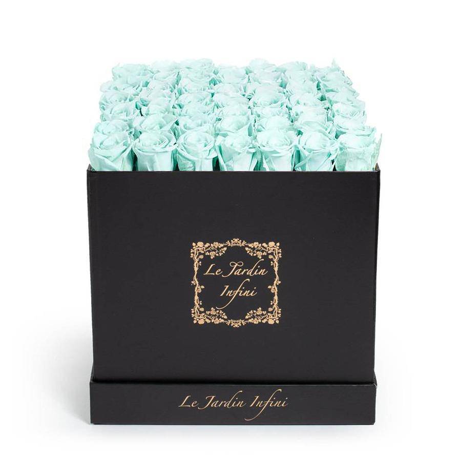 Light Green Preserved Roses - Large Square Luxury Black Box - Le Jardin Infini Roses in a Box