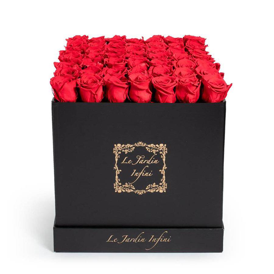 Red Preserved Roses - Large Square Luxury Black Box - Le Jardin Infini Roses in a Box
