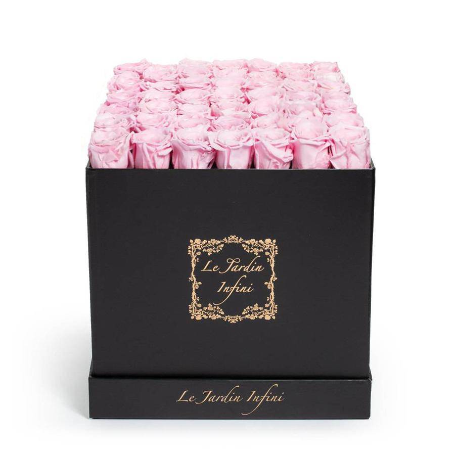 Soft Pink Preserved Roses - Large Square Luxury Black Box