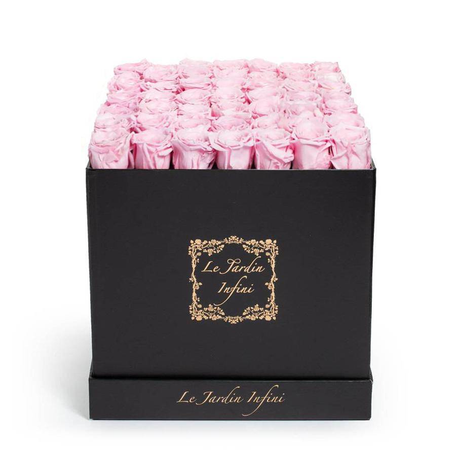 Soft Pink Preserved Roses - Large Square Luxury Black Box - Le Jardin Infini Roses in a Box