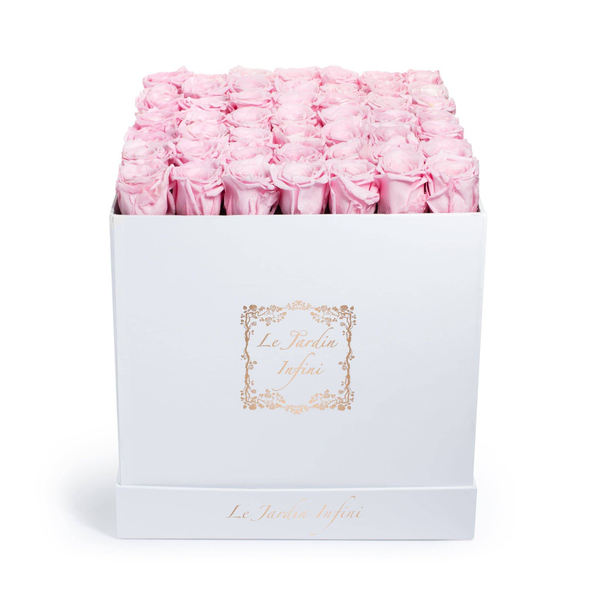 Soft Pink Preserved Roses - Large Square White Box - Le Jardin Infini Roses in a Box