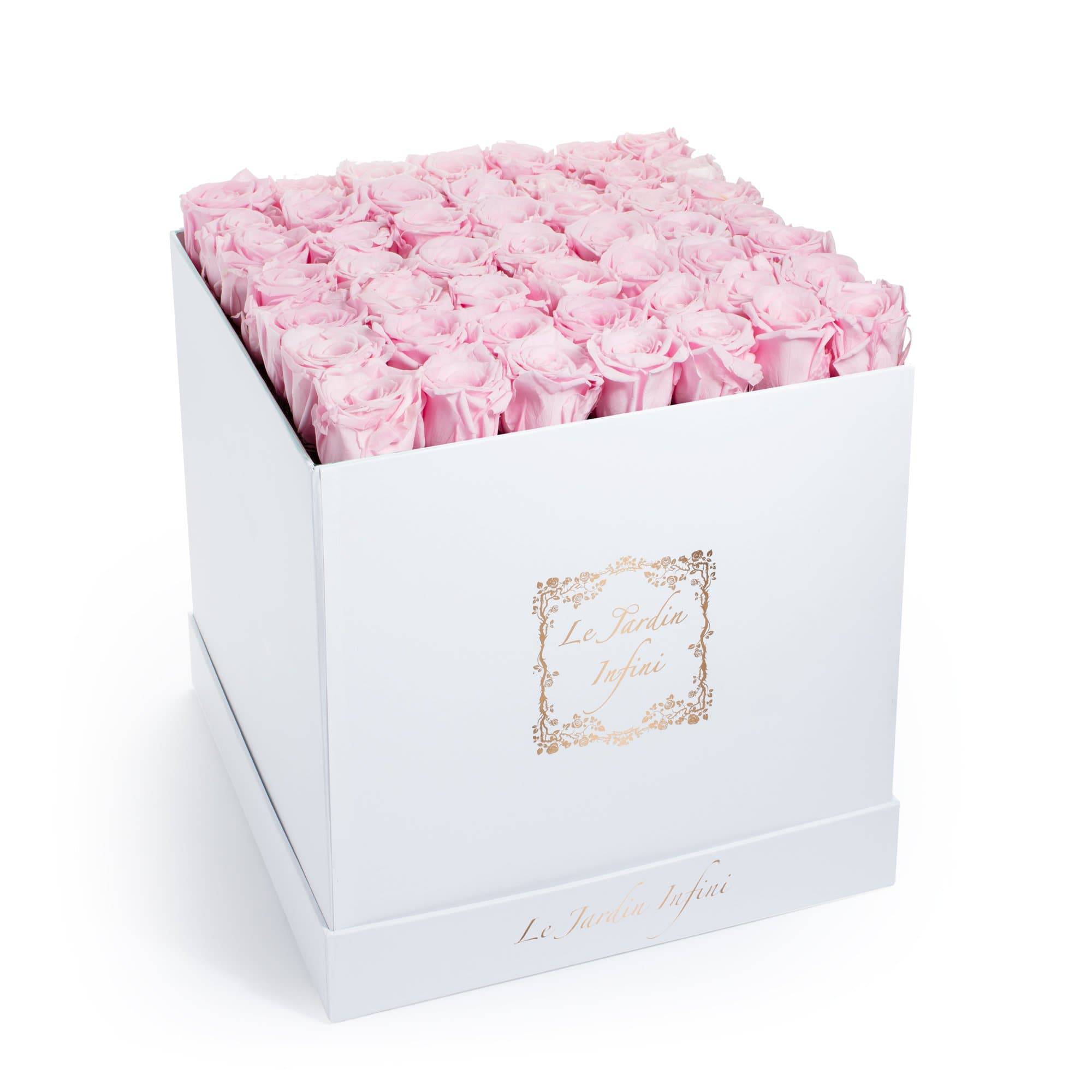 Soft Pink Preserved Roses - Large Square White Box - Le Jardin Infini Roses in a Box