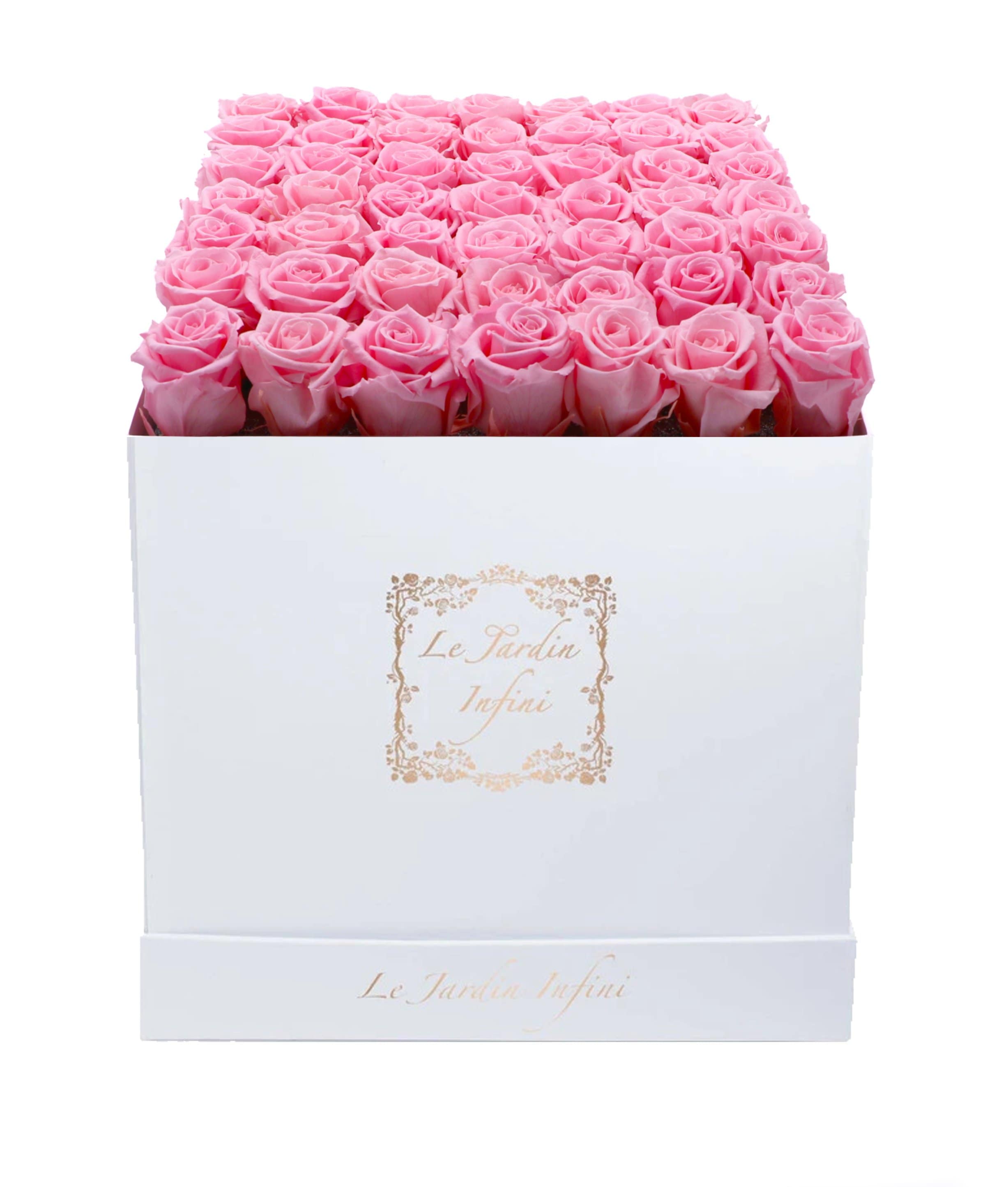 36 Soft Pink Preserved Roses in A Heart Shaped Box - Small Heart Luxury  Pink Suede Box