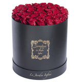 The Serafina - Red Preserved Roses - Large Round Black Box - Le Jardin Infini Roses in a Box