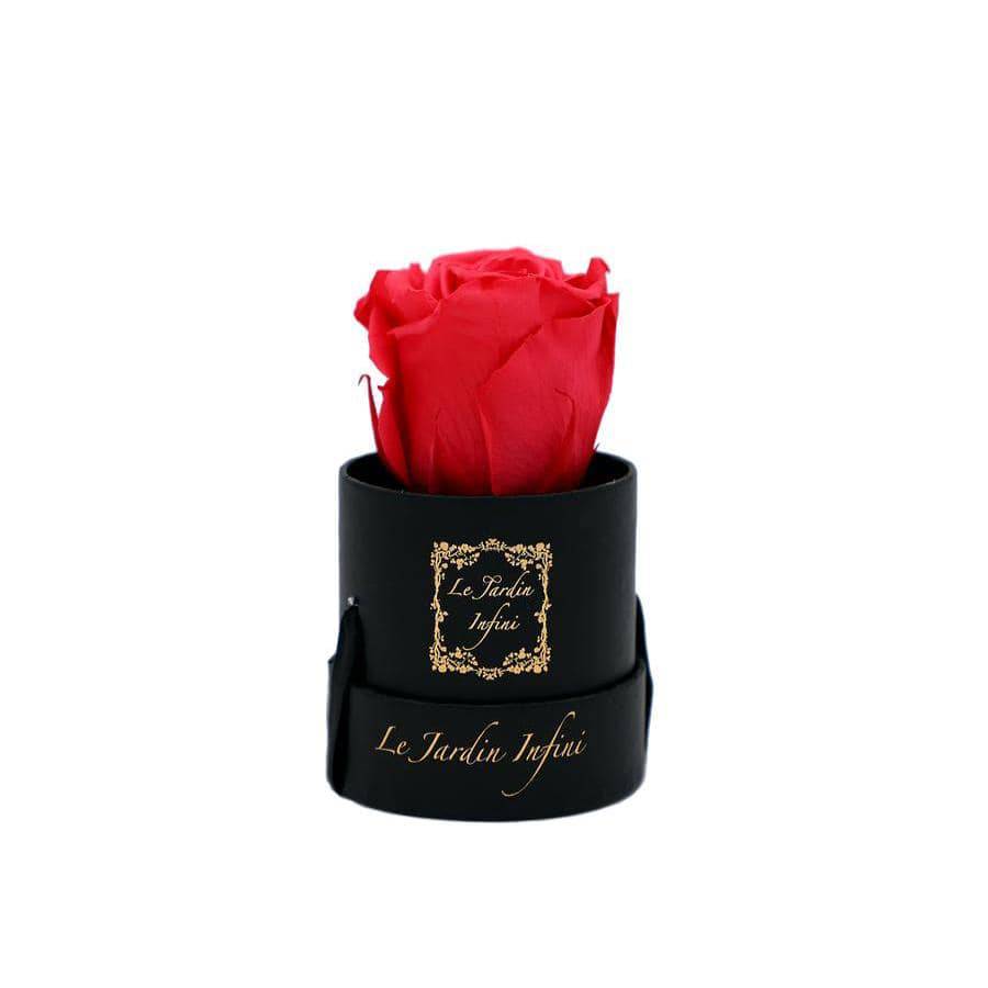 Single Red Preserved Rose - Small Round Black Box - Le Jardin Infini Roses in a Box