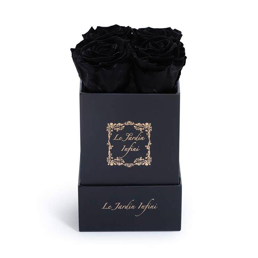 Black Preserved Roses - Small Square Black Box - Le Jardin Infini Roses in a Box