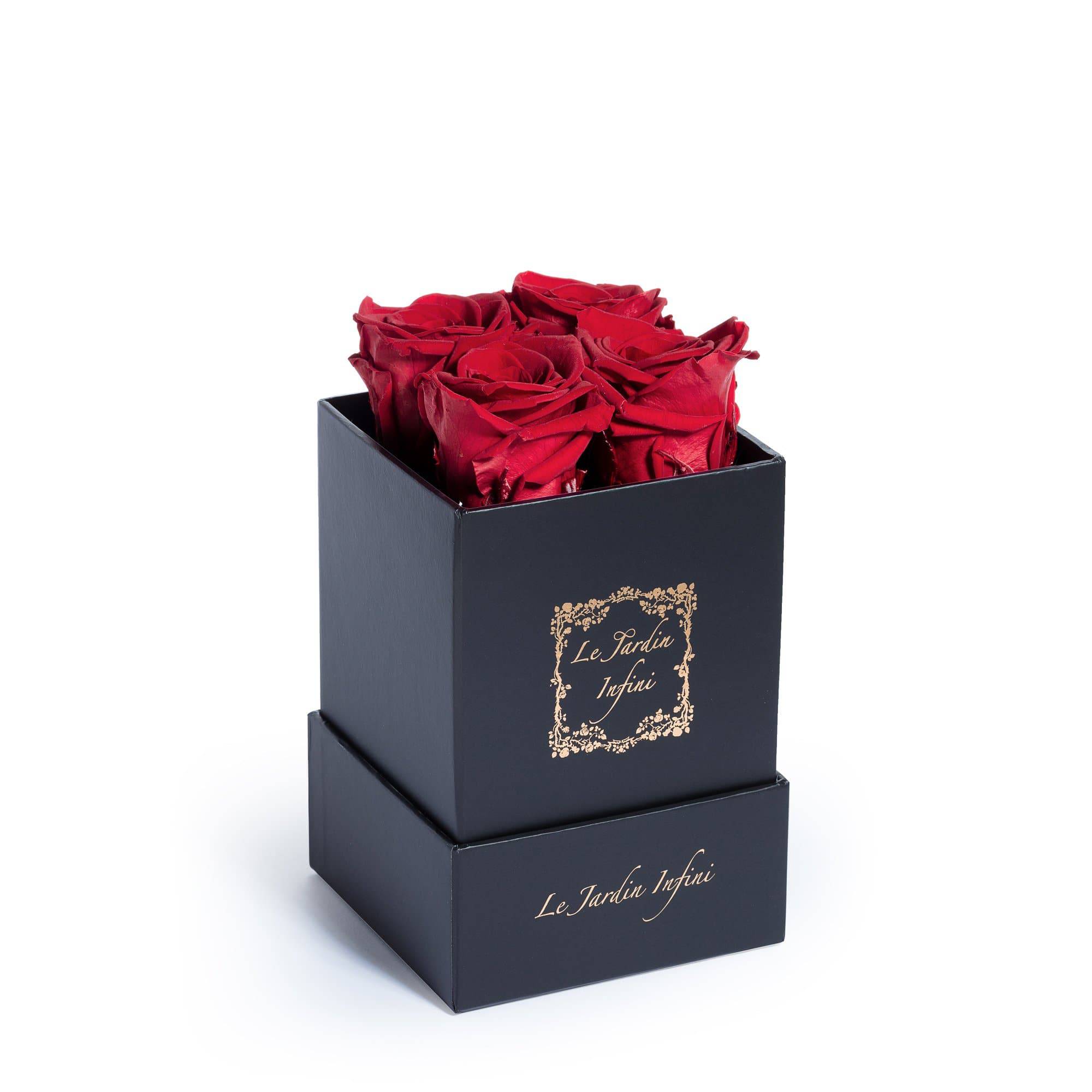 Burgundy Preserved Roses - Small Square Black Box - Le Jardin Infini Roses in a Box