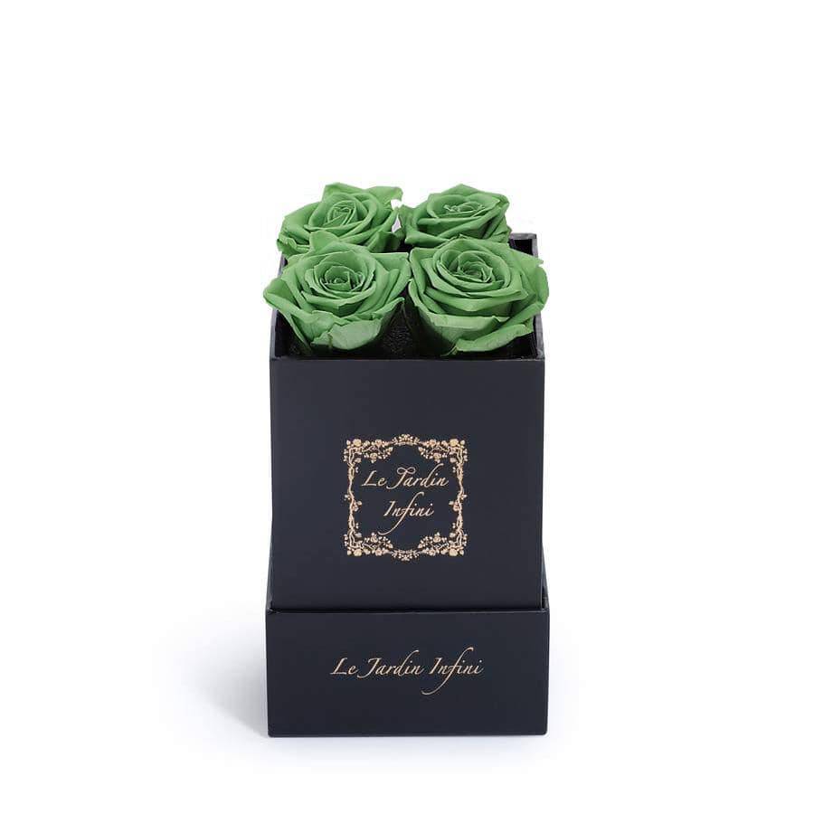 Green Preserved Roses - Small Square Black Box