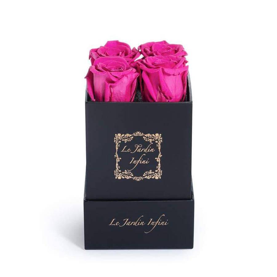 Hot Pink Preserved Roses - Small Square Black Box - Le Jardin Infini Roses in a Box