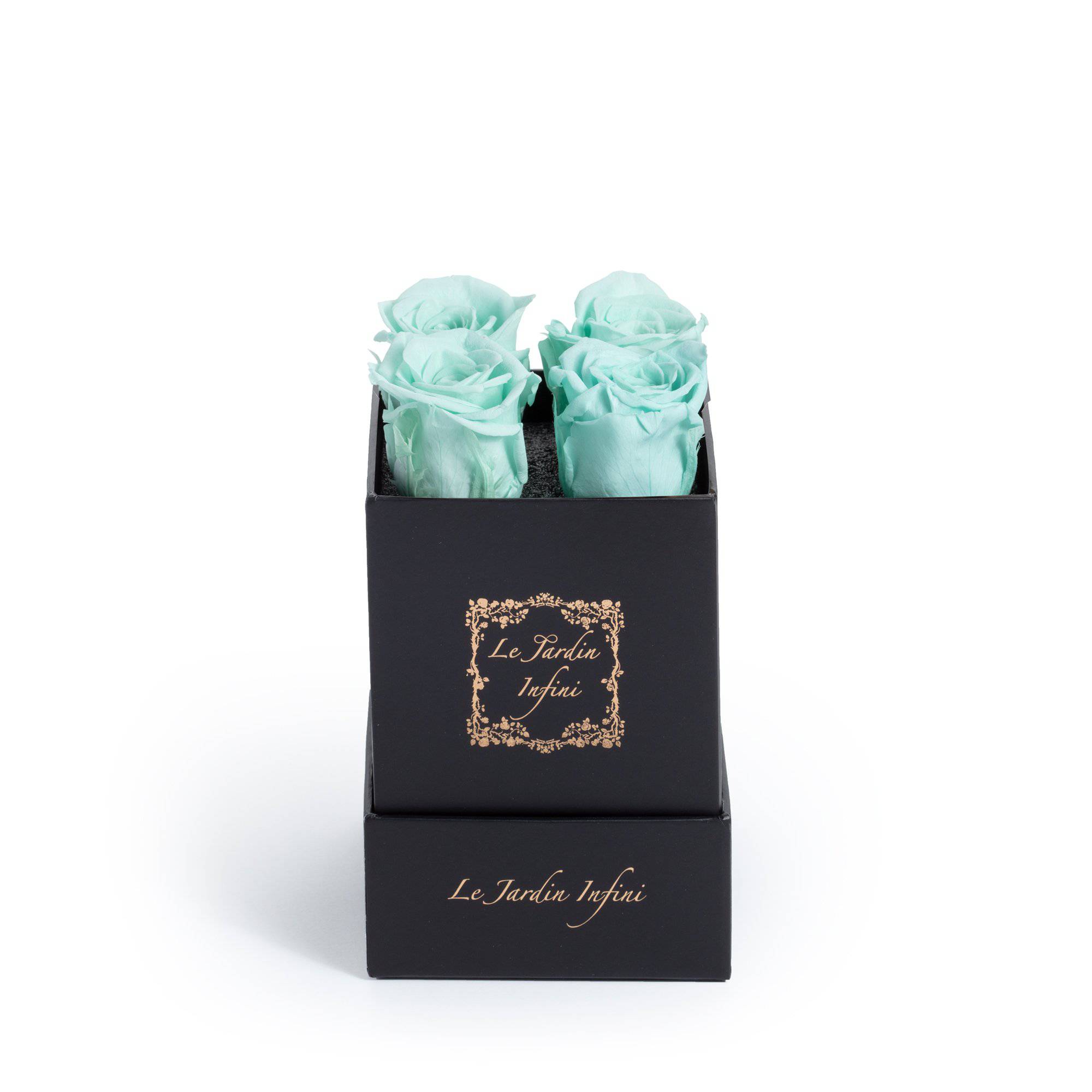 Light Green Preserved Roses - Small Square Black Box