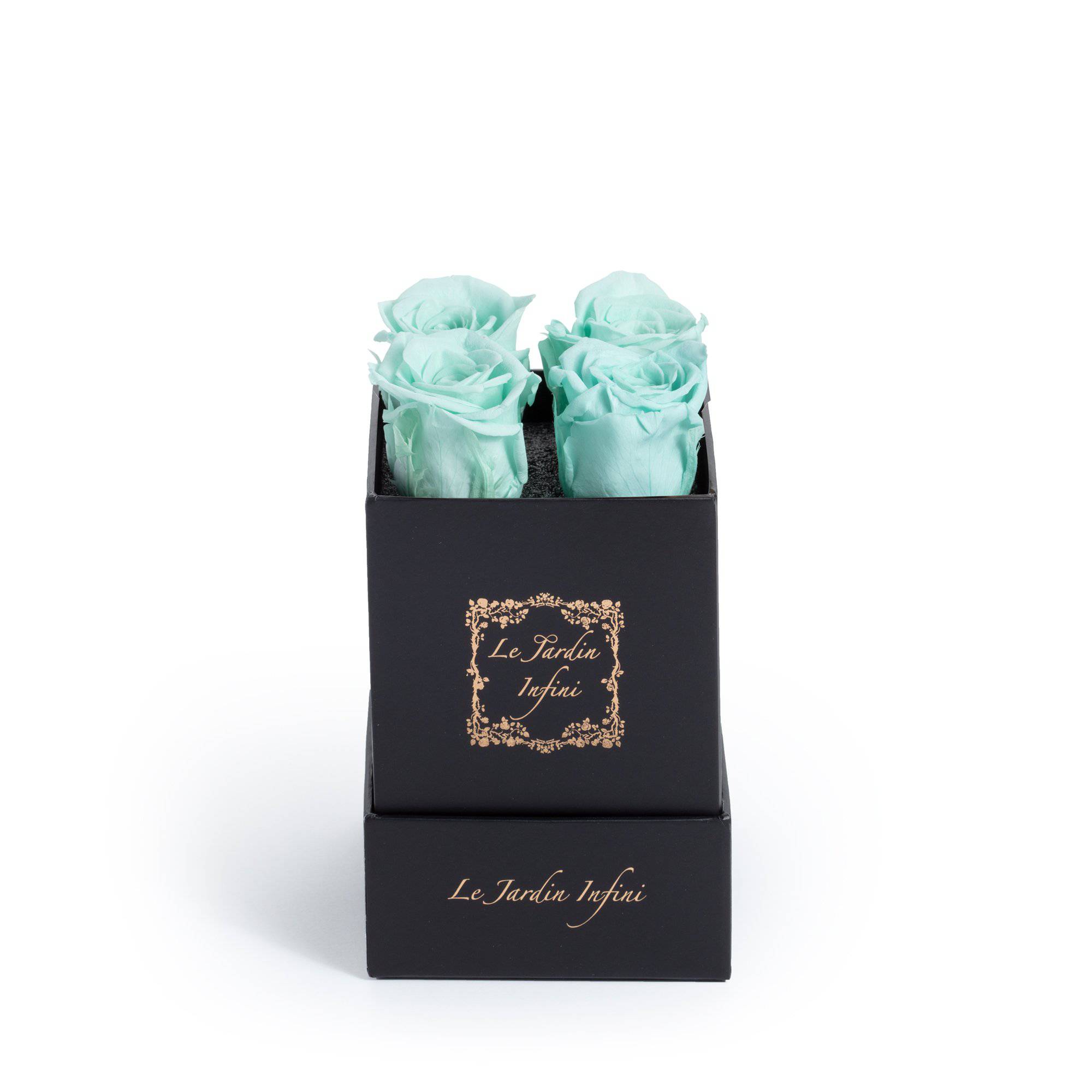 Light Green Preserved Roses - Small Square Black Box - Le Jardin Infini Roses in a Box