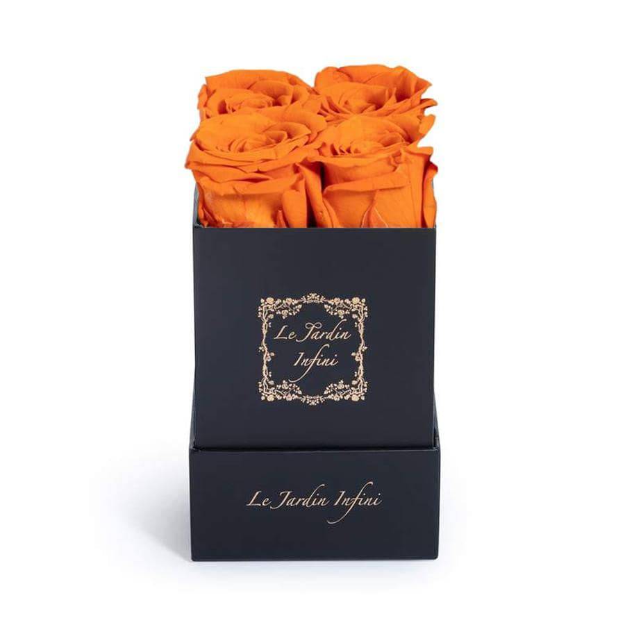Orange Preserved Roses - Small Square Black Box