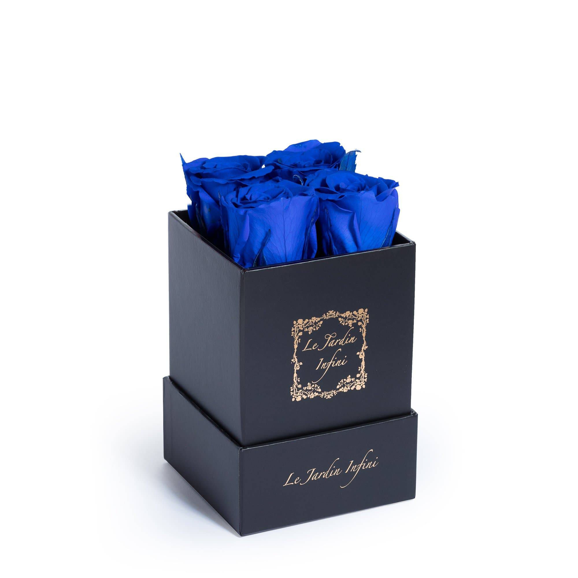 Royal Blue Preserved Roses - Small Square Black Box - Le Jardin Infini Roses in a Box