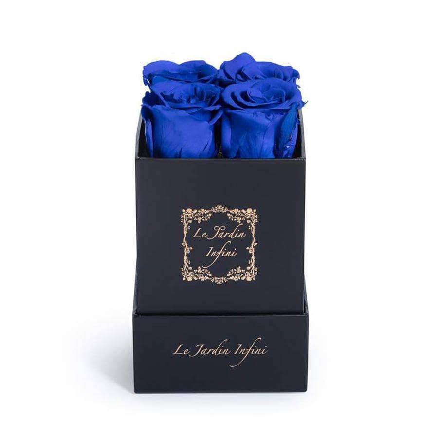 Royal Blue Preserved Roses - Small Square Black Box - Le Jardin Infini Roses in a Box
