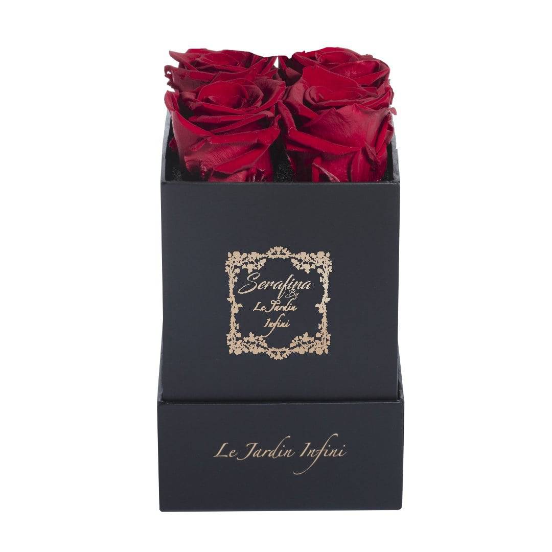 The Serafina - Red Preserved Roses - Small Square Black Box