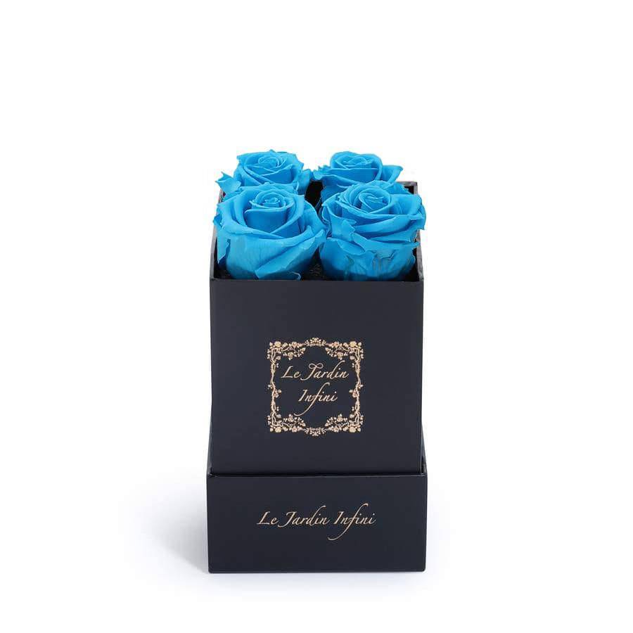 Turquoise Preserved Roses - Small Square Black Box