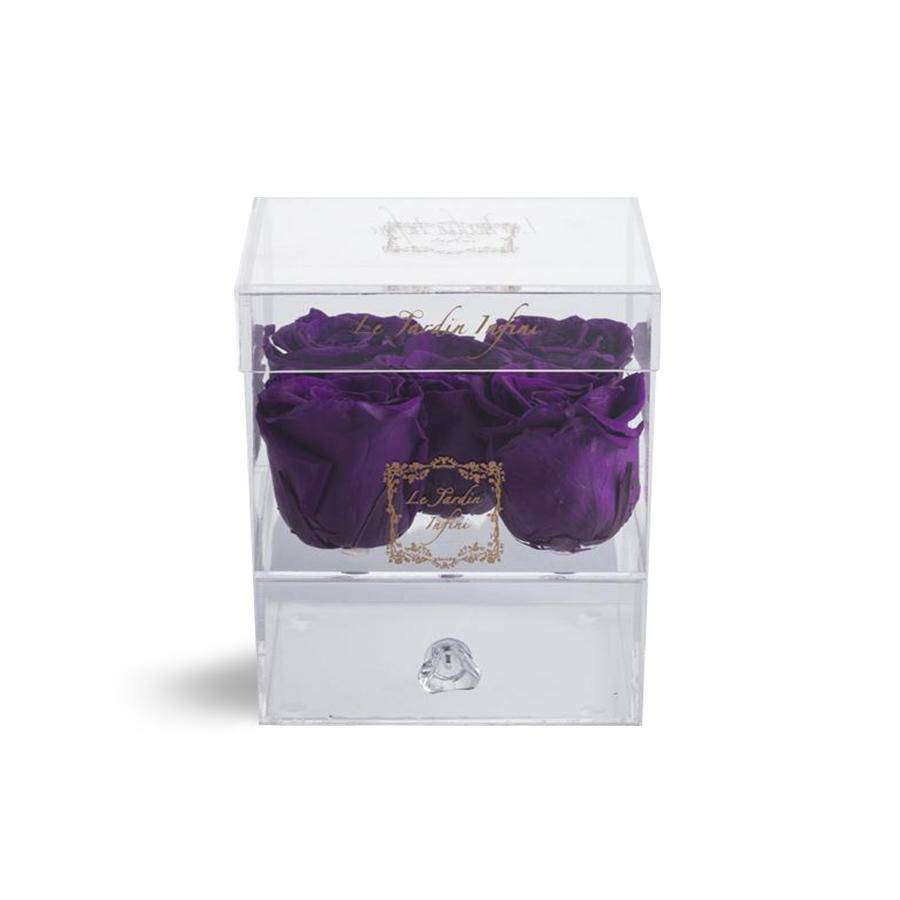 5 Custom Preserved Roses - Acrylic Box With Drawer - Le Jardin Infini Roses in a Box