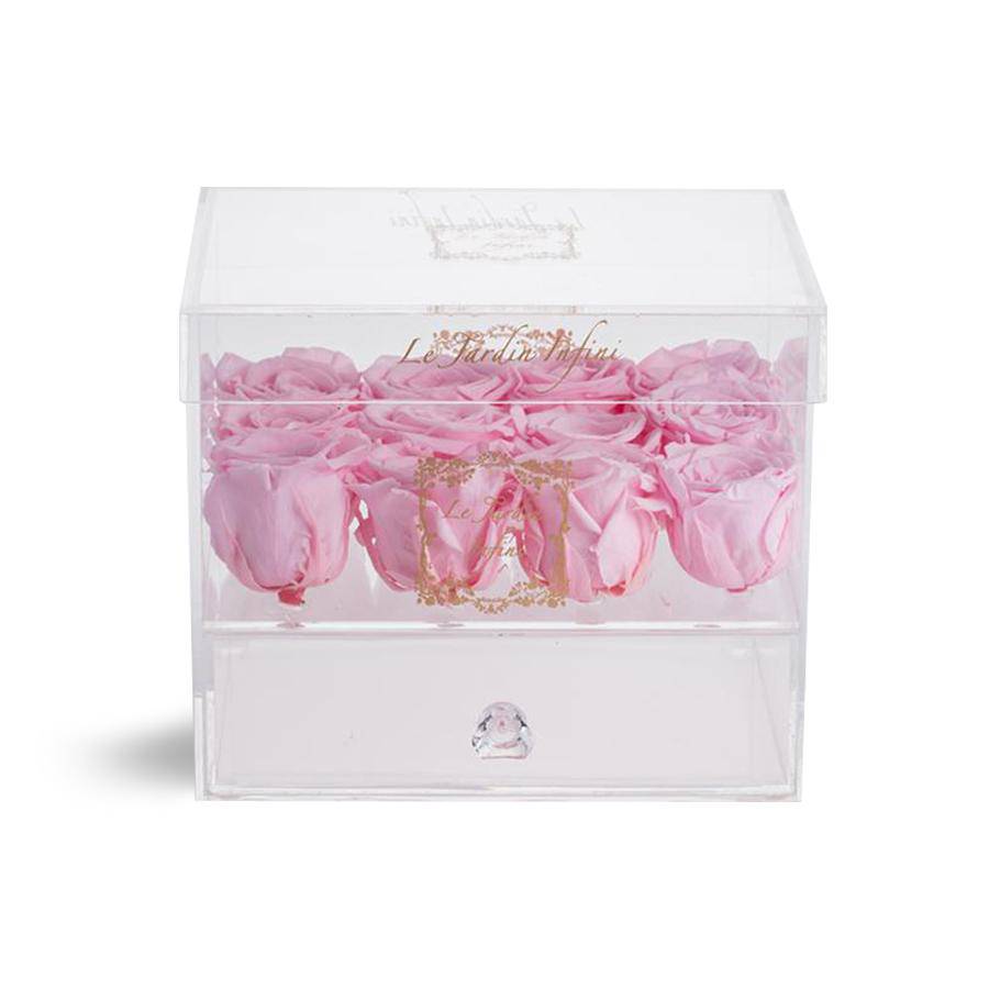 12 Custom Preserved Roses - Acrylic Box With Drawer - Le Jardin Infini Roses in a Box