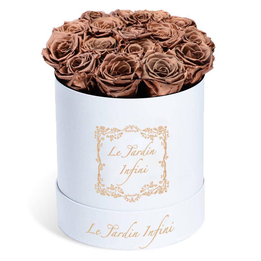 Copper Preserved Roses - Medium Round White Box