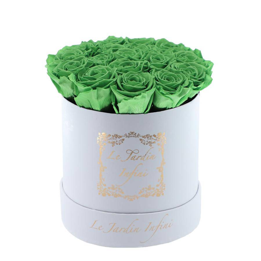 Green Tea Preserved Roses - Medium Round White Box