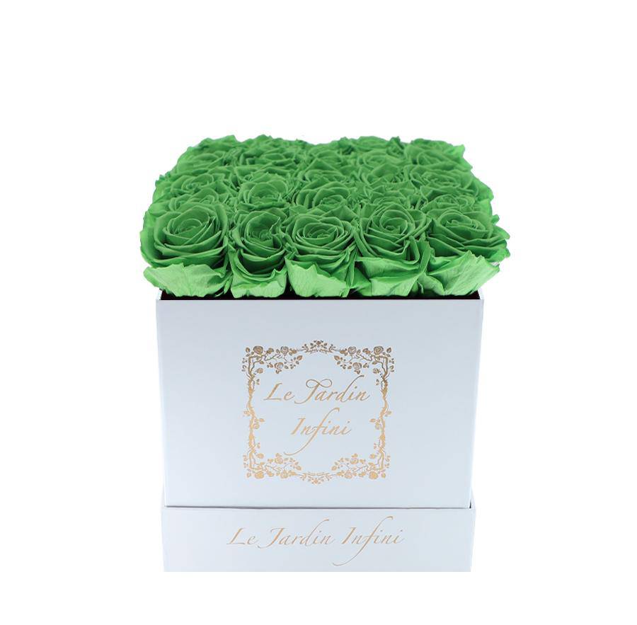Green Tea Preserved Roses - Medium Square White Box