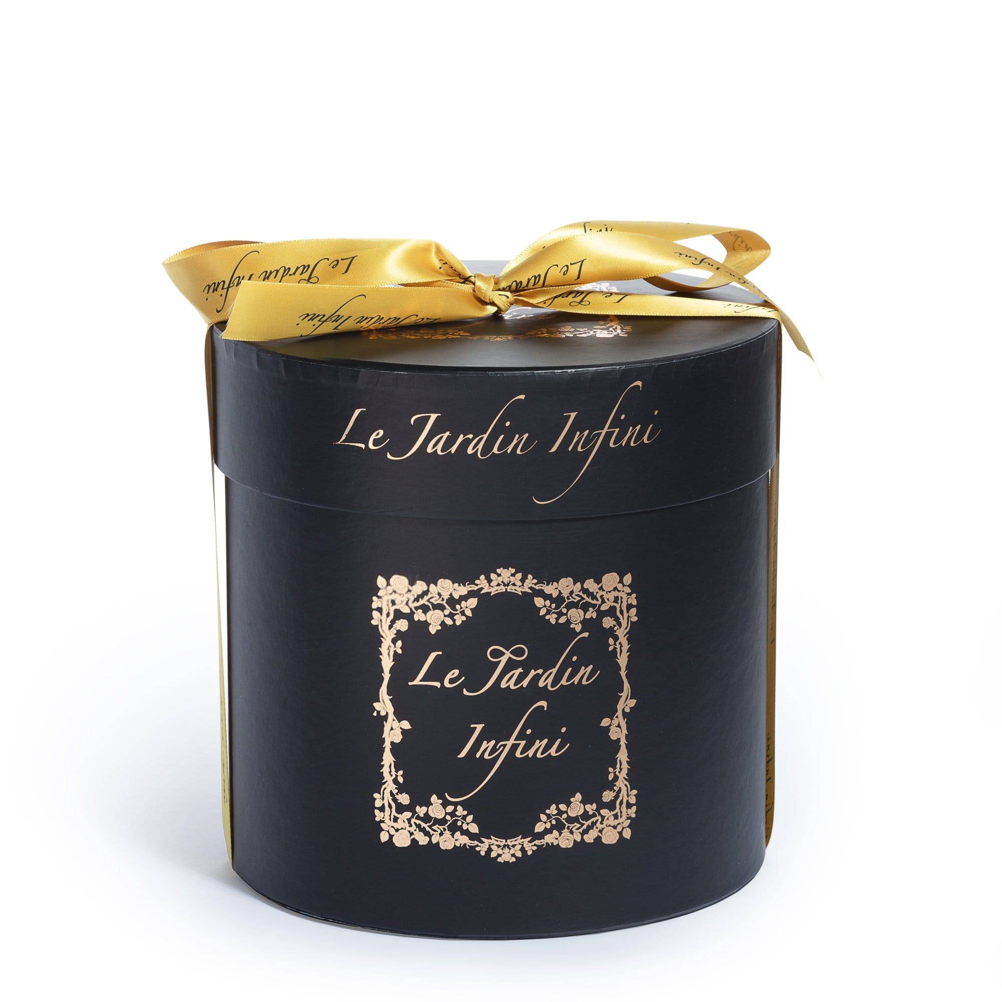 Hot Pink Preserved Roses - Medium Round Black Box - Le Jardin Infini Roses in a Box