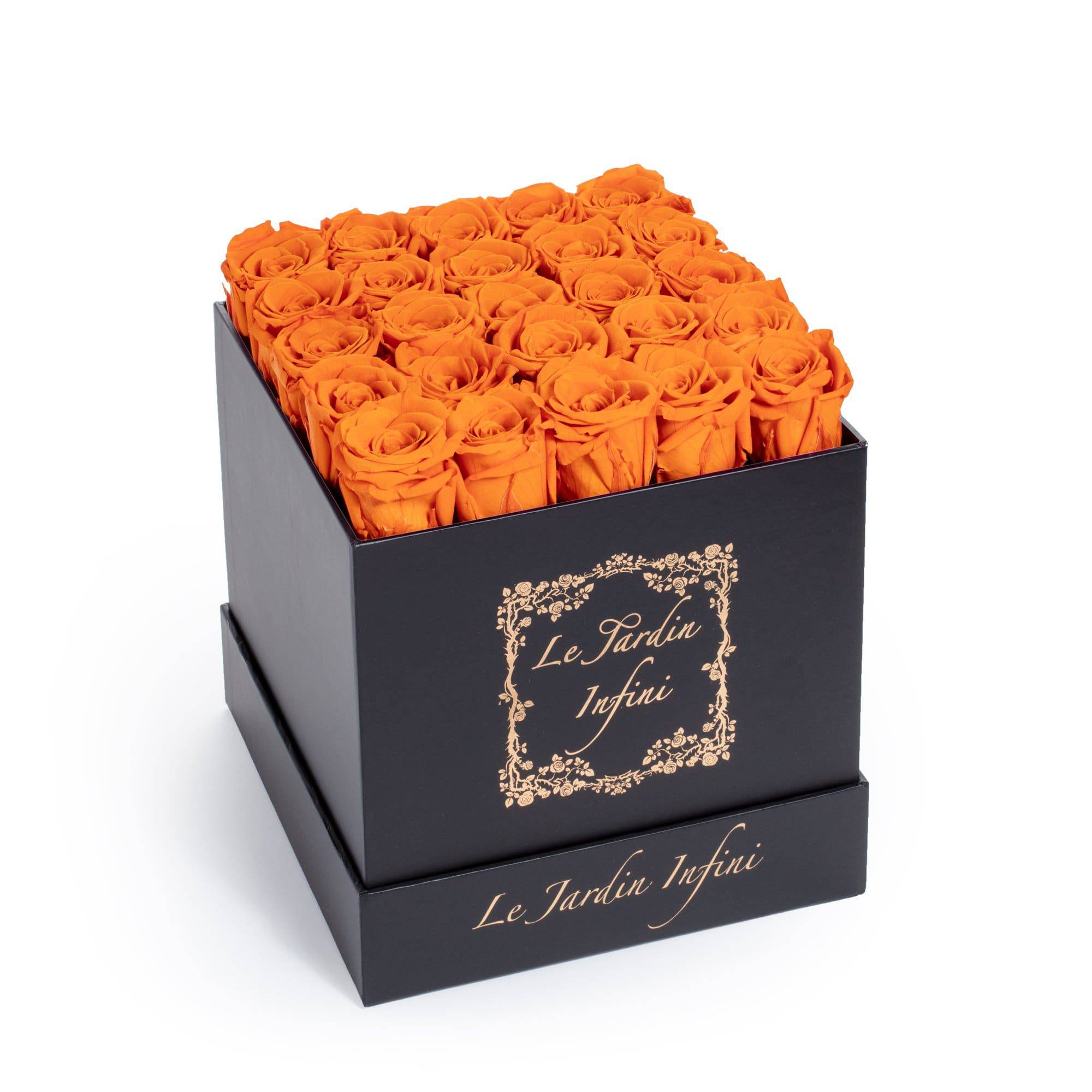 Orange Preserved Roses - Medium Square Black Box