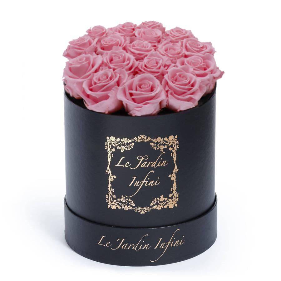 Pink Preserved Roses - Medium Round Black Box - Le Jardin Infini Roses in a Box