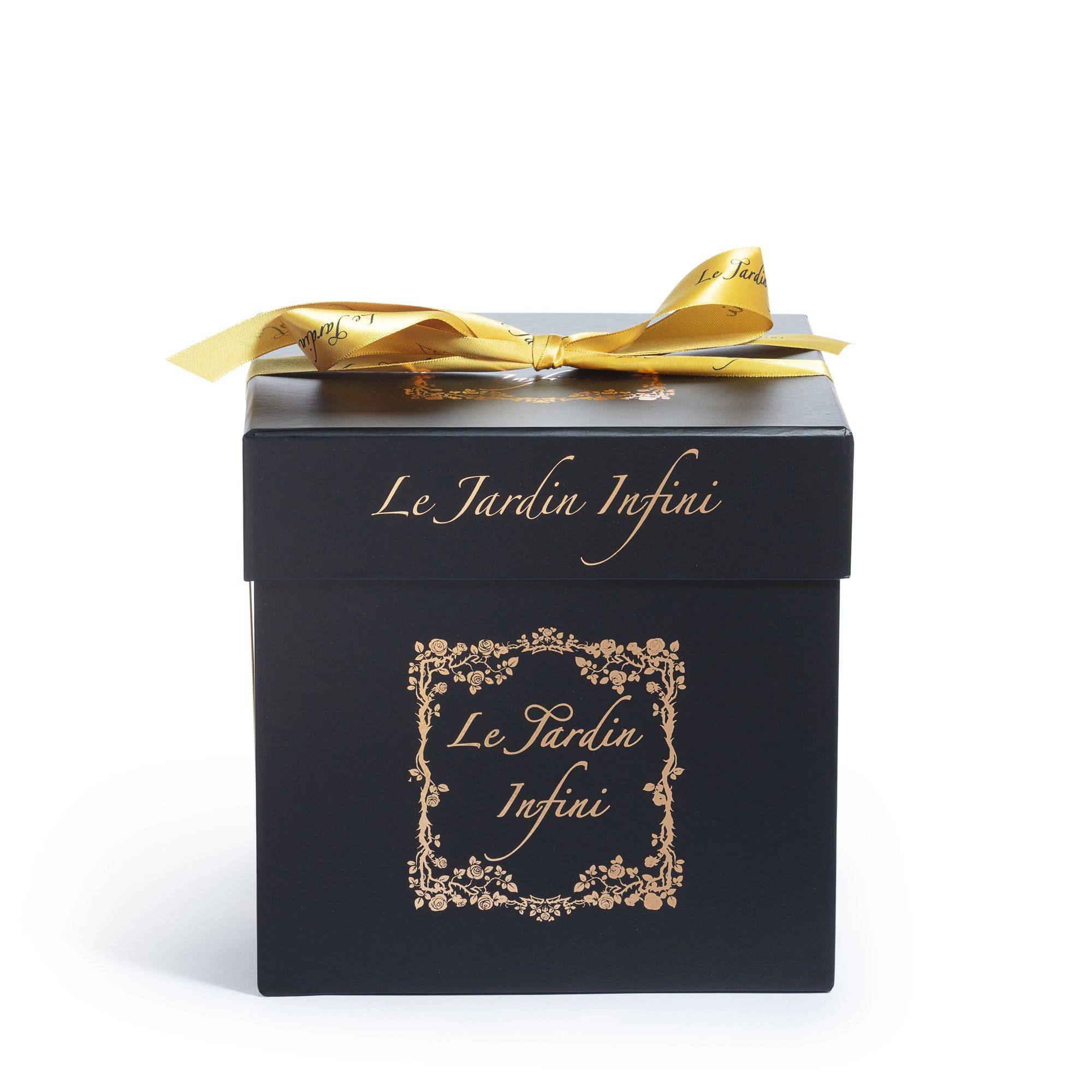 Red Preserved Roses - Medium Square Black Box - Le Jardin Infini Roses in a Box