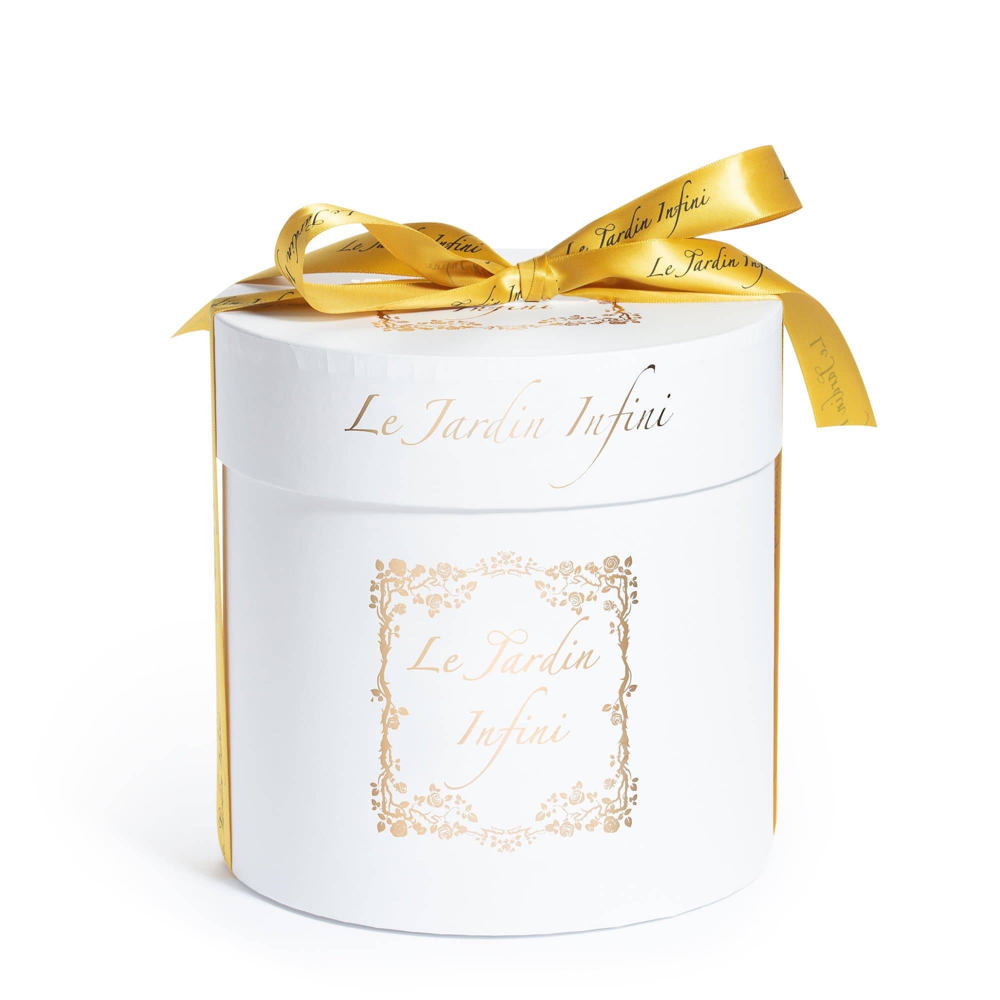Royal Blue Preserved Roses - Medium Round White Box - Le Jardin Infini Roses in a Box