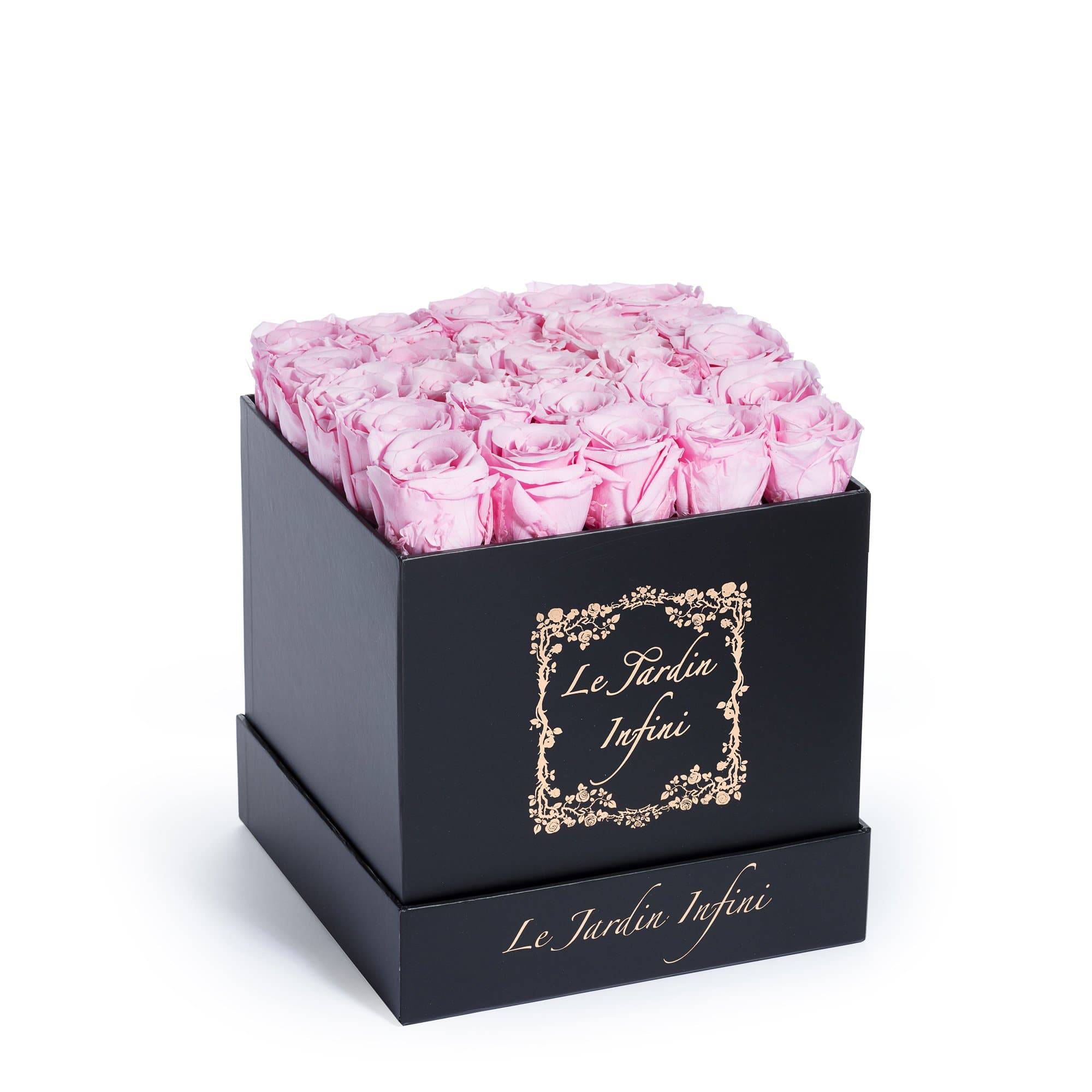 Soft Pink Preserved Roses - Medium Square Black Box