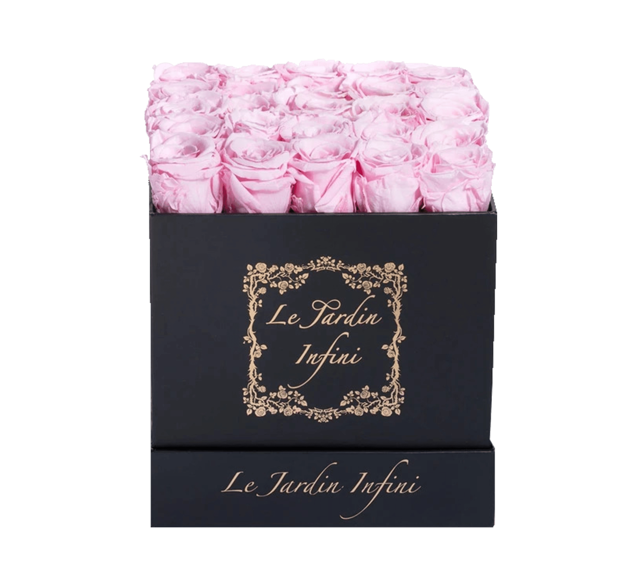 Soft Pink Preserved Roses - Medium Square Black Box