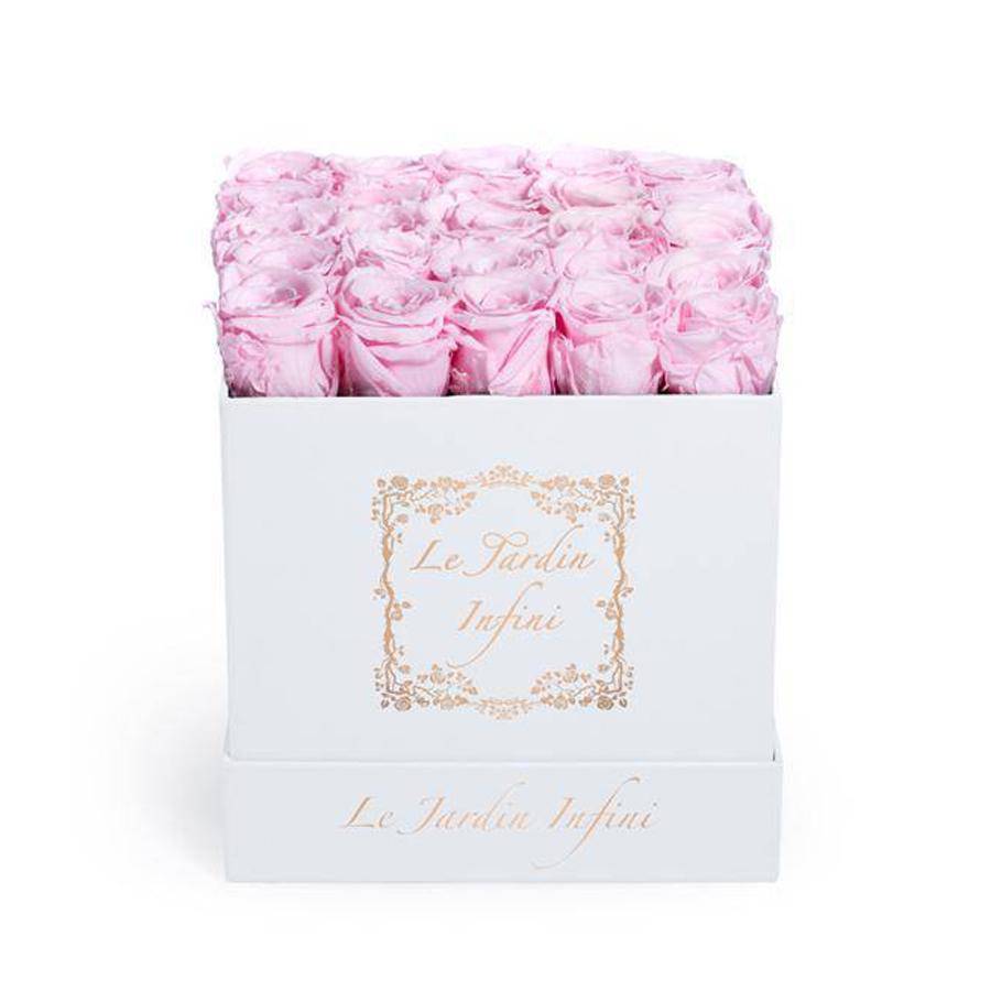 Soft Pink Preserved Roses - Medium Square Luxury White Box
