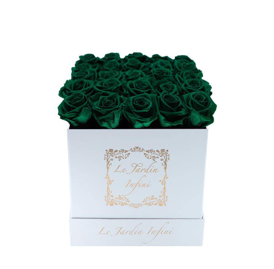 St. Patrick Green Preserved Roses - Medium Square White Box