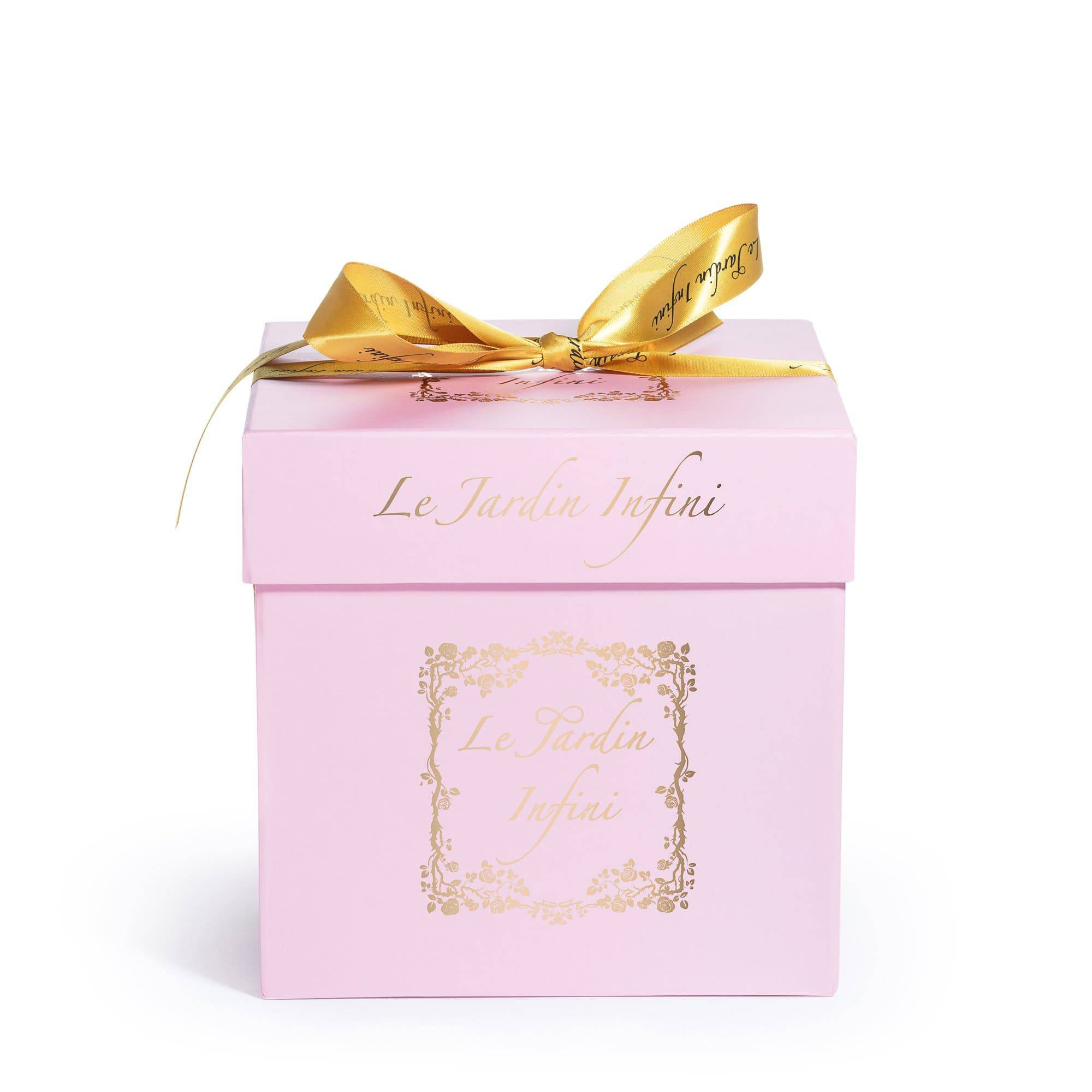 White Preserved Roses - Medium Square Pink Box - Le Jardin Infini Roses in a Box