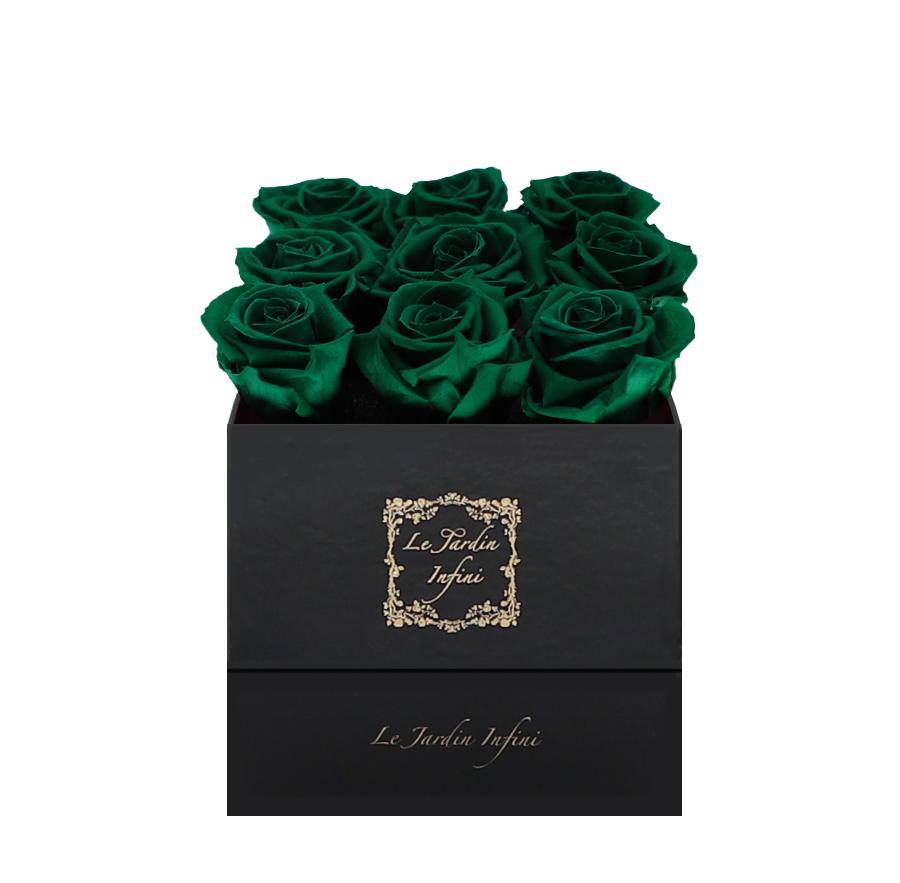 9 Happy Saint Patrick's day Preserved Roses - Luxury Square Shiny Black Box