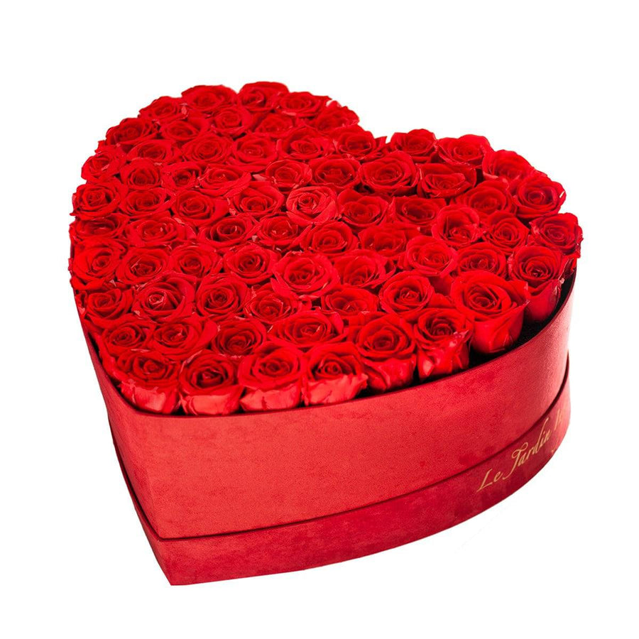 Custom Preserved Roses - Large Luxury Suede Heart Box - Le Jardin Infini Roses in a Box